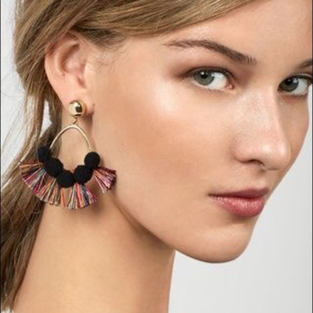 Pom pom hoop earrings